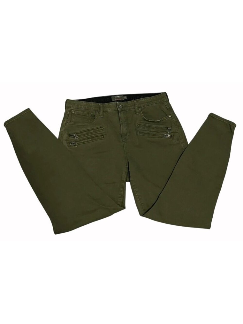 Torrid Skinny Jeans 14T Olive Green High Rise Moto Zippers
